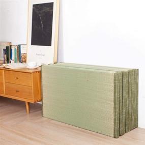 img 1 attached to 🛏️ Authentic Japanese Futon Mattress- MustMat Tatami Mat for Traditional Tatami Bed: Rush Grass, Easy Folding - 35.4"x78.7"x1.2" (2 Piece Set)