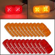 🚦 ecotric led trailer marker lights: super bright 10 diodes, red/amber indicator, double bubble, 12v rectangular surface mount for rv, camper, trucks - 20pcs (10red+10amber) logo