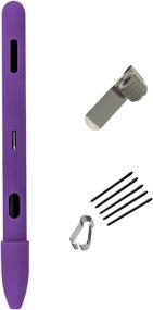 img 4 attached to 🖊️ Purple Silicone Pen Case for Galaxy Tab S4 S Pen & Galaxy Tab A 10.5 (sm-t590 T595) - Biuboom Touch Screen Tablet Stylus Case with Nibs, Pen Holder Clip & Accessories
