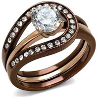 💍 stunning marimor jewelry: 1ct cubic zirconia rose & brown stainless steel 2 piece wedding ring set for women logo