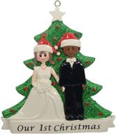 🎄 maxora our 1st christmas wedding couple ornament - personalized christmas tree decoration (white bride and black groom) - unique valentines day gifts logo