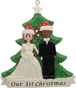 img 4 attached to 🎄 Maxora Our 1st Christmas Wedding Couple Ornament - Personalized Christmas Tree Decoration (White Bride and Black Groom) - Unique Valentines Day Gifts