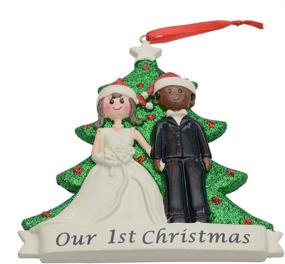 img 3 attached to 🎄 Maxora Our 1st Christmas Wedding Couple Ornament - Personalized Christmas Tree Decoration (White Bride and Black Groom) - Unique Valentines Day Gifts