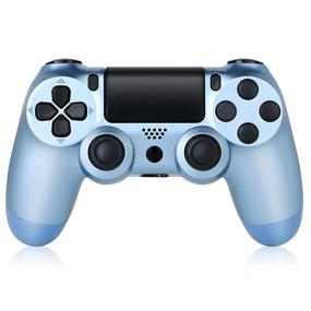 img 4 attached to 🎮 Wireless PS4 Controller with Charging Cable - Bluetooth Audio, Gamepad Remote Joystick [Titanium Blue]