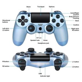 img 1 attached to 🎮 Wireless PS4 Controller with Charging Cable - Bluetooth Audio, Gamepad Remote Joystick [Titanium Blue]