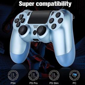 img 2 attached to 🎮 Wireless PS4 Controller with Charging Cable - Bluetooth Audio, Gamepad Remote Joystick [Titanium Blue]