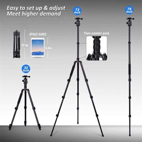 img 3 attached to 📸 YoTilon 76" Aluminum DSLR Camera Tripod with Monopod, 360 Degree Ball Head and Fast Quick Release Plates for Canon, Nikon, Sony, Samsung, Olympus, Panasonic & Pentax - Ideal for Travel and Work