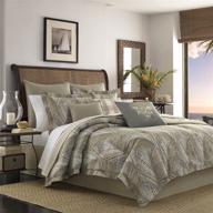 🌴 tommy bahama raffia palms collection comforter set: 100% cotton, ultra-soft bedding with matching shams and bedskirt - brown, machine washable, easy care [1 set] logo