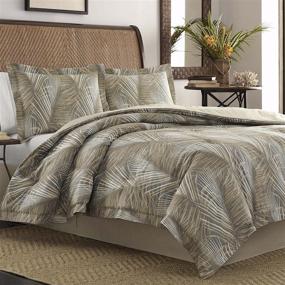 img 3 attached to 🌴 Tommy Bahama Raffia Palms Collection Comforter Set: 100% Cotton, Ultra-Soft Bedding with Matching Shams and Bedskirt - Brown, Machine Washable, Easy Care [1 Set]