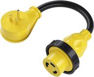 gearit rv dogbone adapter - heavy duty 15 amp to 30 amp rv cord - 🔌 15 amp male (nema 5-15p) to 30 amp female locking connector (nema l5-30r) - 12 inch, 1 foot logo