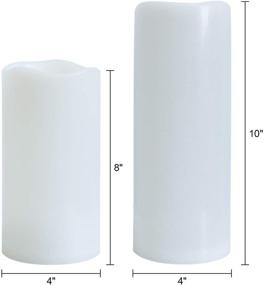 img 3 attached to 🕯️ Eldnacele Waterproof Flameless Flickering Candles with Remote Control and Timer, Battery Operated White LED Candles, Indoor Outdoor Pillar Candles, Pack of 2 for Party Wedding Festival, Dimensions: D4”x H8” 10”