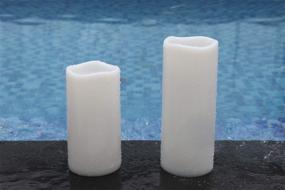 img 1 attached to 🕯️ Eldnacele Waterproof Flameless Flickering Candles with Remote Control and Timer, Battery Operated White LED Candles, Indoor Outdoor Pillar Candles, Pack of 2 for Party Wedding Festival, Dimensions: D4”x H8” 10”