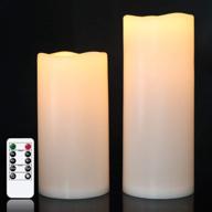 🕯️ eldnacele waterproof flameless flickering candles with remote control and timer, battery operated white led candles, indoor outdoor pillar candles, pack of 2 for party wedding festival, dimensions: d4”x h8” 10” логотип