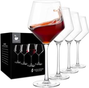 img 4 attached to Swanfort Red Wine Glass Set 4, 16 oz Lead-Free Italian Styled Crystal Burgundy Wine Glasses with Long Stem in Gift Box - Premium Clear Stemware for Home Bar, Kitchen, Restaurants