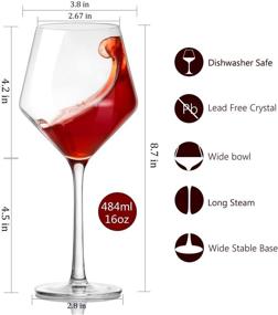 img 3 attached to Swanfort Red Wine Glass Set 4, 16 oz Lead-Free Italian Styled Crystal Burgundy Wine Glasses with Long Stem in Gift Box - Premium Clear Stemware for Home Bar, Kitchen, Restaurants