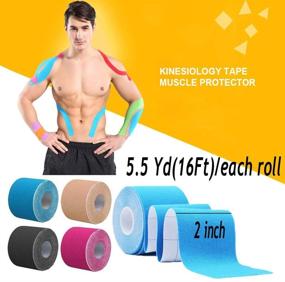 img 3 attached to OBTANIM Waterproof Breathable Cotton Kinesiology Tape - 4 Rolls for Athletic Muscle Pain Relief