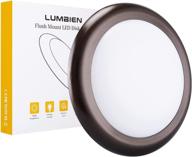 9.25 inch led flush mount ceiling light fixture by lumbien - 1600lm, 15w, round design for living room, hallway, bedroom, bathroom, porch - bronze finish, 4000k cool white logo