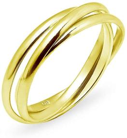 img 2 attached to 💍Три интерлоккированных кольца с высоким блеском из 925-й стерлингового серебра с розовым и желтым золотым напылением, доступные в половинных и полных размерах с 5-14