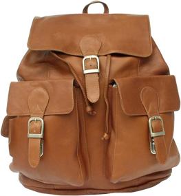img 4 attached to Piel Leather Buckle Flap Backpack Saddle Backpacks