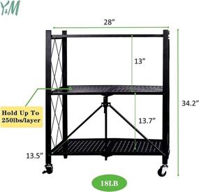 img 2 attached to 🛒 Foldable Kitchen Storage Shelf Rack - Tiered Storage Shelves for Easy Organization, No Assembly Required - Rolling Cart for Garage, Bathroom & More