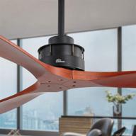 🌾 premium 60" farmhouse indoor ceiling fan: remote control, solid wood blades, noiseless motor. perfect for kitchen/patio with 3 walnut blades, oil matte black finish rod логотип