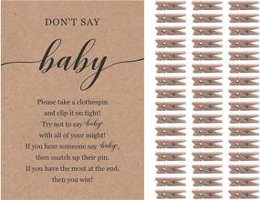 img 4 attached to 🎀 Don't Say Baby Game for Gender Neutral Baby Shower: 5x7 Kraft Sign + 48 Mini Natural Clothespins