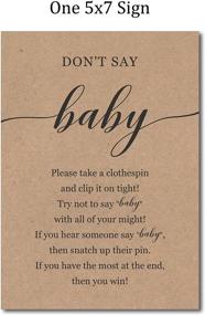 img 3 attached to 🎀 Don't Say Baby Game for Gender Neutral Baby Shower: 5x7 Kraft Sign + 48 Mini Natural Clothespins