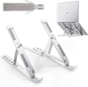 img 4 attached to 📱 Convenient Foldable Laptop Stand with Storage Bag - Adjustable Aluminum Tablet Stand with Cooling Bracket, Ideal for MacBook, HP, Dell, Lenovo & More (Up to 15.6'')