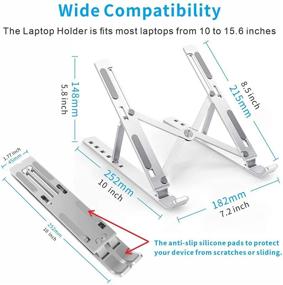 img 2 attached to 📱 Convenient Foldable Laptop Stand with Storage Bag - Adjustable Aluminum Tablet Stand with Cooling Bracket, Ideal for MacBook, HP, Dell, Lenovo & More (Up to 15.6'')