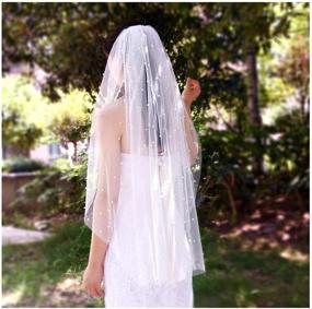 img 4 attached to 💐 Elegant Azaleas Wedding Bridal Veil with Comb, Cut Edge Fingertip & Cathedral Length Pearl (V05): A Stunning Accessory