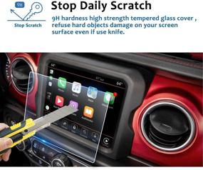 img 2 attached to 🔒 Tempered Glass Screen Protector for 2018-2020 Wrangler Sahara Uconnect 8.4 Inch - Protect Your Car Infotainment Screen with 9H Hardness