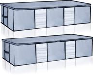 📦 2 pack of large under bed storage organizer containers with durable handle and zipper - ideal underbed storage solution for clothes, blankets, comforters, shoes - in gray логотип