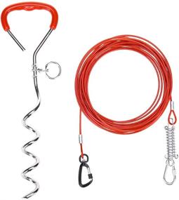 img 4 attached to 🐶 PUPTECK 125lbs Heavy Duty Dog Stake and Cable - 40ft Stainless Steel Wire Rope for Yard - Dog Tie Out with Buffer Spring - Perfect for Beach, Camping, and Outdoor Activities