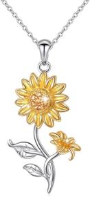 img 4 attached to 🌸 Exquisite Sterling Silver Flower Collection: Tulip, Calla Lily, Sunflower, Daffodil, Poppy & Lotus Pendant Necklace and Ring Set for Women