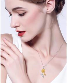 img 2 attached to 🌸 Exquisite Sterling Silver Flower Collection: Tulip, Calla Lily, Sunflower, Daffodil, Poppy & Lotus Pendant Necklace and Ring Set for Women