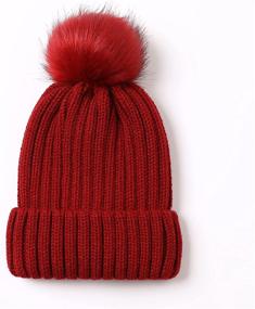 img 3 attached to 🧣 Roniky Women's Winter Beanie Hat with Silk Satin Lining, Faux Fur Pom Pom Knit Hat for Warm Winter Style