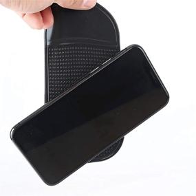 img 4 attached to Non-Slip Cell Phone Dash Mat: Anti-Slide 📱 Sticky Pad for Car Dashboard - 4 PCS Black