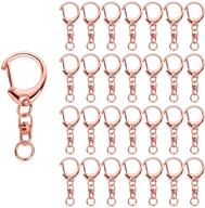 🔑 roctee 50 pcs rose gold keychain with chain and jump rings - spring snap key ring, alloy diy key chain parts for craft hanging buckle charm making logo