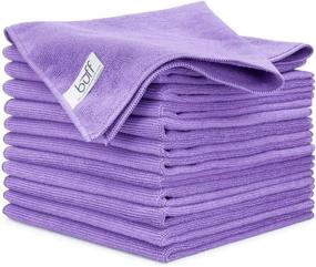 img 4 attached to 12 Pack Purple Buff Microfiber Cleaning Cloths - All Purpose Towels, Size 16"x16" - Clean, Dust, Polish, Scrub, Absorbent