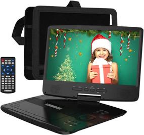 img 4 attached to 📺 HDJUNTUNKOR 12.5-inch Portable DVD Player with Swivel HD Display, 5-hour Battery, CD/DVD/SD/USB Support, Car Headrest Case, Charger