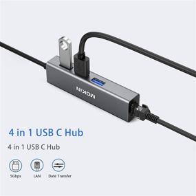 img 2 attached to 🔌 Адаптер USB-C к гигабитному Ethernet-хабу с 3-портовым хабом USB A 3.0 - Thunderbolt 3 Type-C к Ethernet для MacBook / MacBook Pro, Dell XPS 13, HP Spectre x2 и других (серый космос)