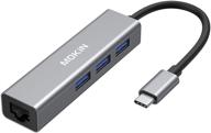 🔌 адаптер usb-c к гигабитному ethernet-хабу с 3-портовым хабом usb a 3.0 - thunderbolt 3 type-c к ethernet для macbook / macbook pro, dell xps 13, hp spectre x2 и других (серый космос) логотип