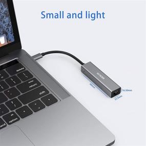 img 1 attached to 🔌 Адаптер USB-C к гигабитному Ethernet-хабу с 3-портовым хабом USB A 3.0 - Thunderbolt 3 Type-C к Ethernet для MacBook / MacBook Pro, Dell XPS 13, HP Spectre x2 и других (серый космос)