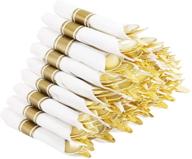 🍽️ supernal 60 pack pre rolled napkins with gold plastic silverware: premium disposable gold cutlery set, perfect for party & events logo