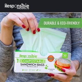 img 1 attached to 🥪 Responsible Products Home Compostable SANDWICH Zip Bag (50 Pack): Resealable, Extra Strength Biodegradable Bags, Plant-Based & Freezer-Safe!