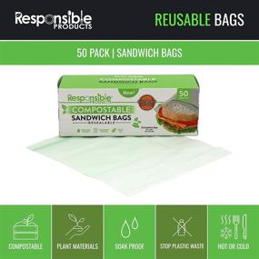 img 2 attached to 🥪 Responsible Products Home Compostable SANDWICH Zip Bag (50 Pack): Resealable, Extra Strength Biodegradable Bags, Plant-Based & Freezer-Safe!