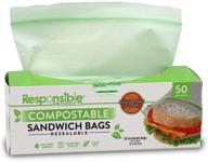 🥪 responsible products home compostable sandwich zip bag (50 pack): resealable, extra strength biodegradable bags, plant-based & freezer-safe! logo