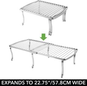 img 1 attached to 🗄️ mDesign Adjustable Expandable Kitchen Organizer Storage Shelf for Dishes, Dinnerware, Cookware, Spices, Mugs, Cups, Canned Food - Pantry, Cabinet, Countertop Solution - 2 Pieces, Chrome Finish