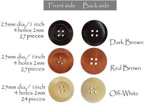 img 1 attached to IDOXE Large Round Wood Buttons: Explore Crafty Wooden Toggle Buttons - Assorted 1 inch, 4 Hole Sewing, DIY Supplies