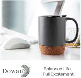 img 3 attached to ☕️ DOWAN 15 oz Coffee Mug Sets - Set of 2 Large Ceramic Mugs with Insulated Cork and Splash Proof Lid - Matte Grey - Easy-Grip Coffee Cups for Men and Women